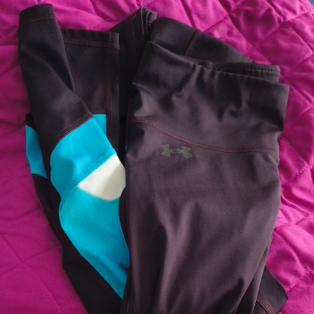 Under Armour Black Leggings with Blue Detail